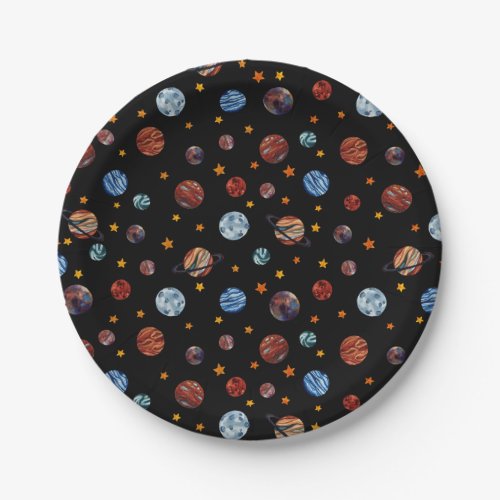 Outer Space Watercolor Planets and Stars   Paper Plates
