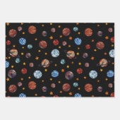 Outer Space Watercolor Planets and Stars  Wrapping Paper Sheets (Front 3)