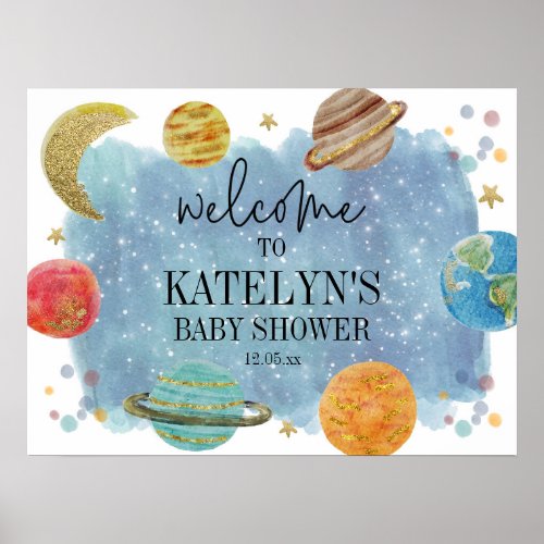 Outer Space Welcome Sign Poster