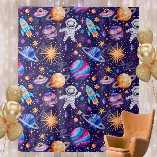 Outer Space with Astronaut, Rocket Ship & Planets Tapestry (Outer Space with Astronaut, Rocket Ship & Planets Tapestry)