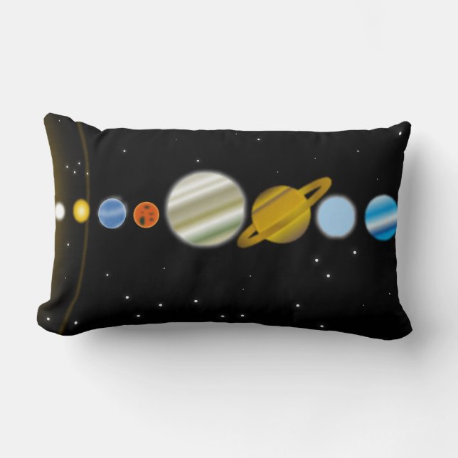 Outer Space with Colorful Planets Fantasy Galaxy Lumbar Pillow (Front)