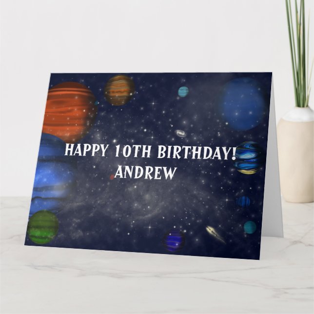 Outer Space with planets and galaxies Card (Front)