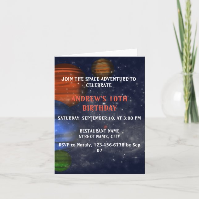 Outer Space with planets and galaxies Card (Front)