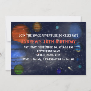 Outer Space with planets and galaxies Invitation