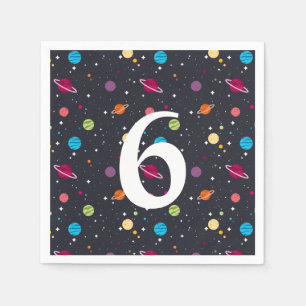 Outer space with stars birthday napkins
