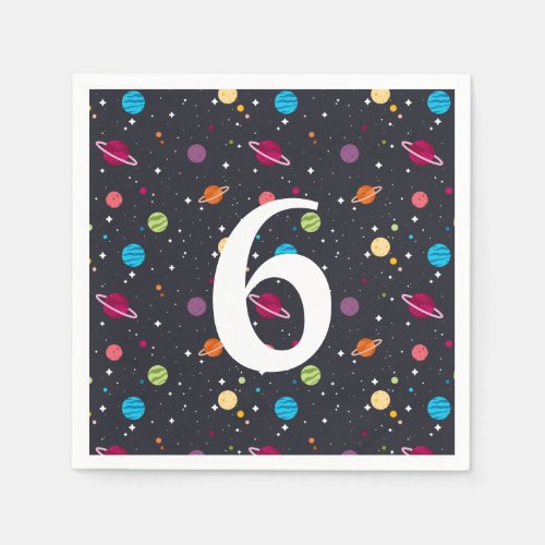 Outer space with stars birthday napkins