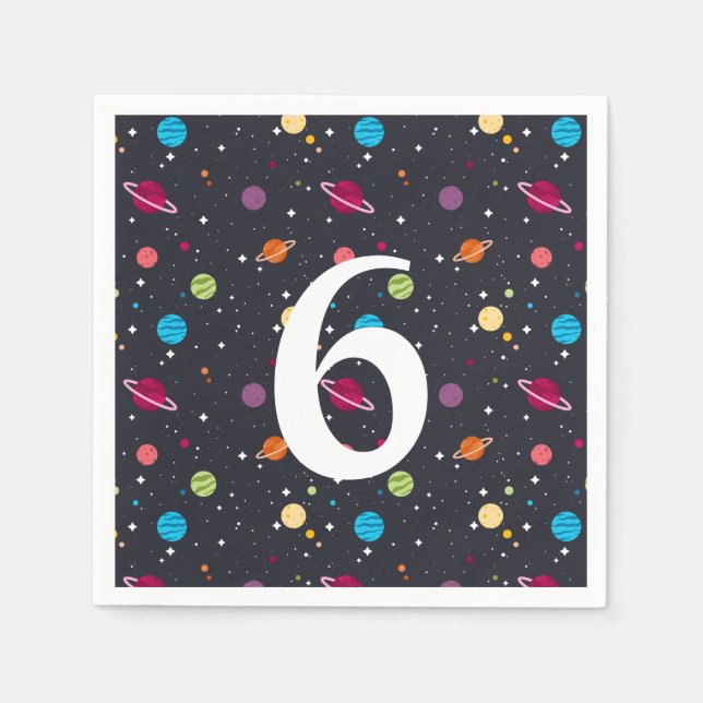 Outer space with stars birthday napkins (Front)
