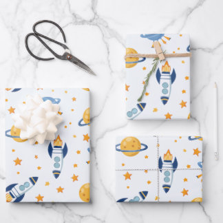 outer space Wrapping Paper Flat Sheet Set of 3