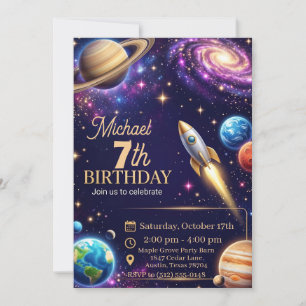 Outerspace 6-11th Birthday Invitation