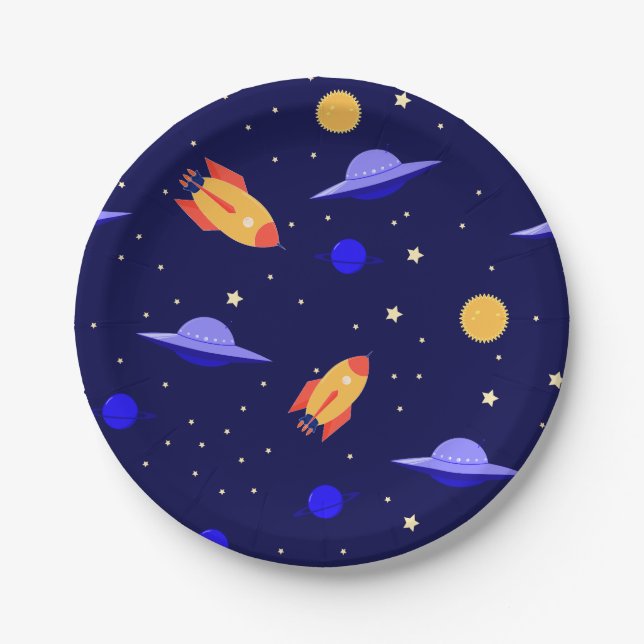 Outerspace Art Outer Wilds Solar System Astronomie Paper Plates (Front)