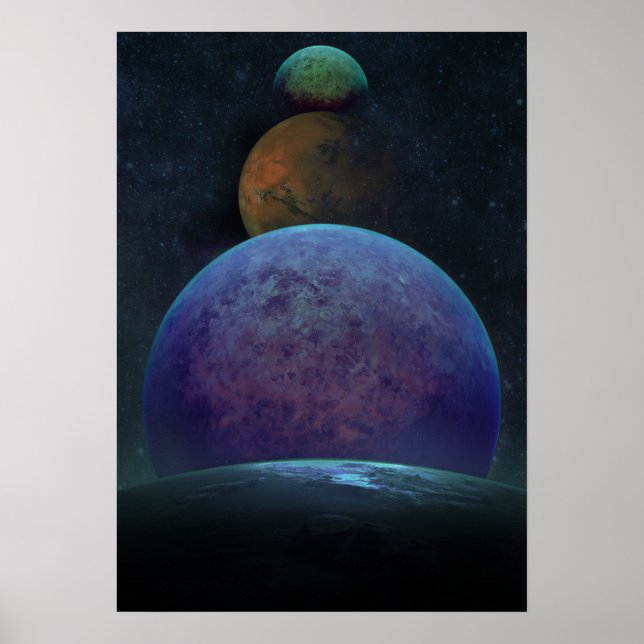 Outerspace Art Poster Planets Moon Art Moon Galler (Front)