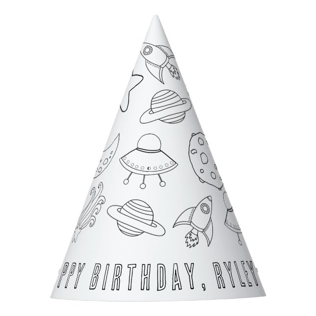 Outerspace Birthday Party Hat (Front)