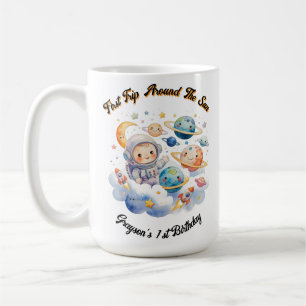 Outerspace Planets Blue First Birthday Coffee Mug