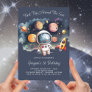 Outerspace Planets Blue First Birthday Invitation