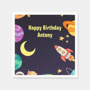 Outerspace Planets Blue Napkins