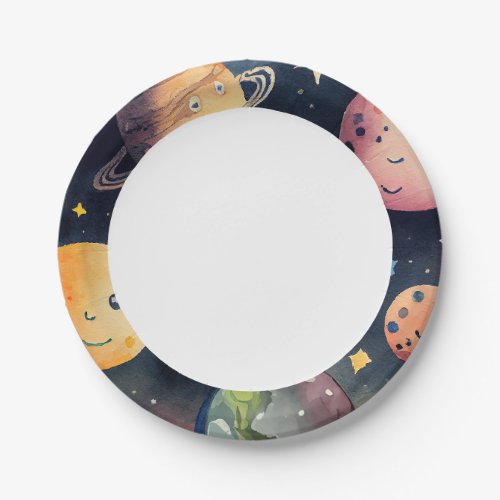 Outerspace Planets Blue Paper Plates