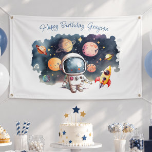 Outerspace Planets Boy Birthday Banner