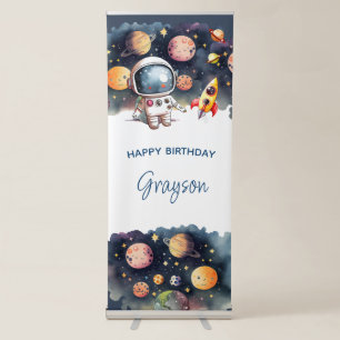 Outerspace Planets Happy Birthday Retractable Banner