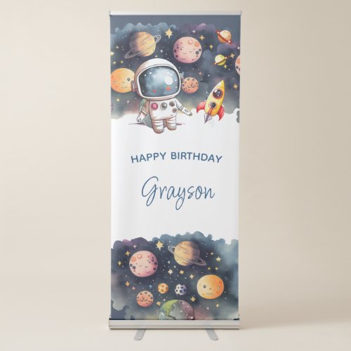 Outerspace Planets Happy Birthday Retractable Banner