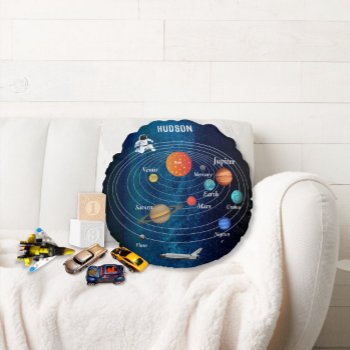 Outerspace Solar System Astronaut Spaceship Pluto Round Pillow by samack at Zazzle