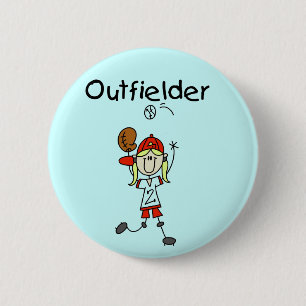 Outfielder-Girl Baseball Tshirts and Gifts Button