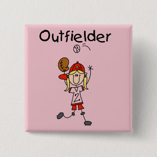 Outfielder-Girl Baseball Tshirts and Gifts Pinback Button