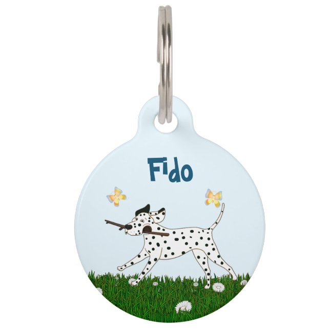 Outgoing Dalmatian Dog Lover Pet ID Tag (Front)