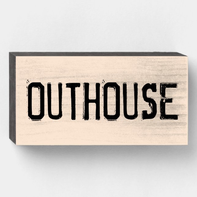OUTHOUSE BATHROOM WOOD BOX SIGN (Front Horizontal)