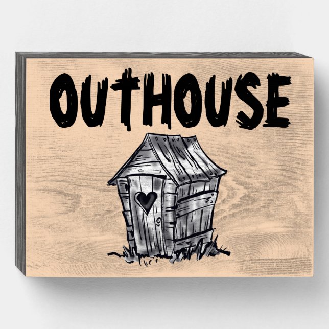 OUTHOUSE BATHROOM WOOD WALL BOX SIGN (Front Horizontal)