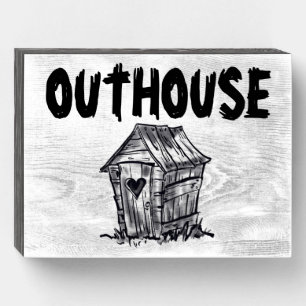 OUTHOUSE BATHROOM WOOD WALL BOX SIGN