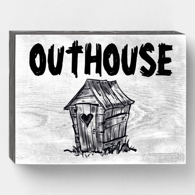 OUTHOUSE BATHROOM WOOD WALL BOX SIGN (Front Horizontal)