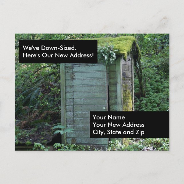 Outhouse Funny Change of Address Moving Postcard (Front)
