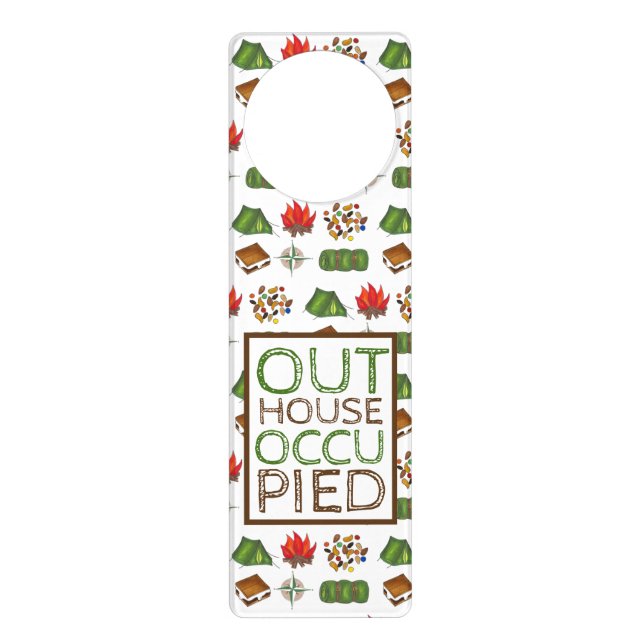 Outhouse Occupied Cabin Camp Bathroom In Use Door Hanger (Front)