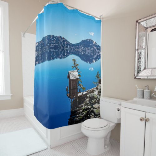 Outhouse on the Cliff  Crater Lake Shower Curtain