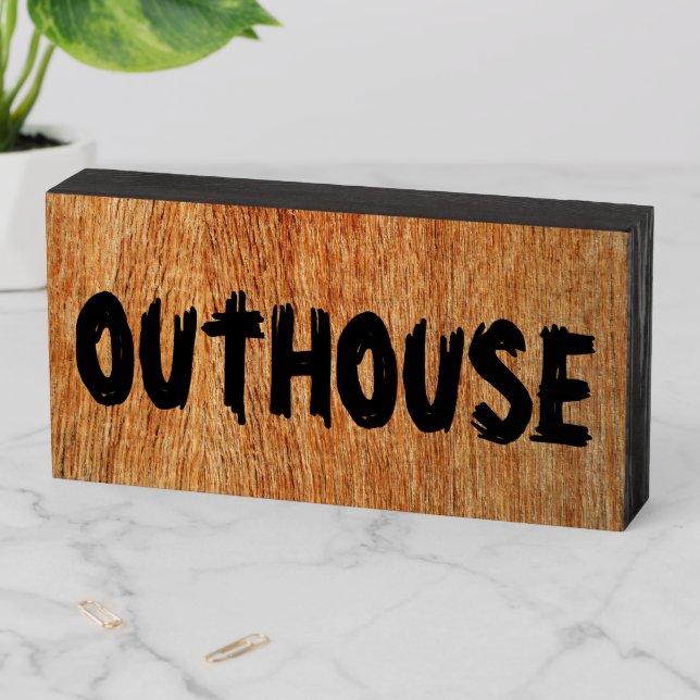 OUTHOUSE RUSTIC BATHROOM SIGN CABIN SYLE DECOR (In Situ Horizontal)