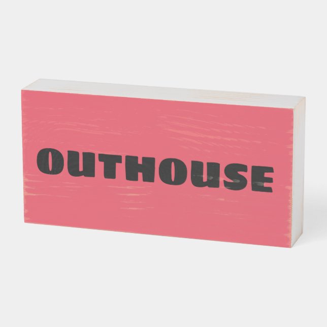 OUTHOUSE RUSTIC BATHROOM WOOD SIGN DECOR (Angled Horizontal)