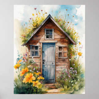 Outhouse Watercolor 3 Poster