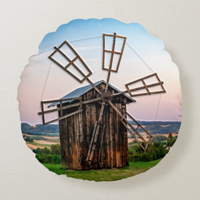Outhouse Windmill Round Pillow (Front)