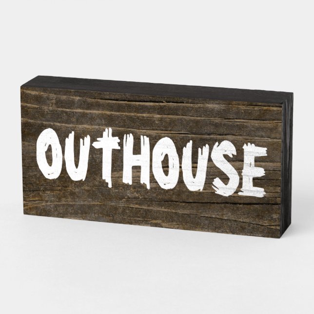 OUTHOUSE WOOD RUSTIC BATHROOM SIGN (Angled Horizontal)