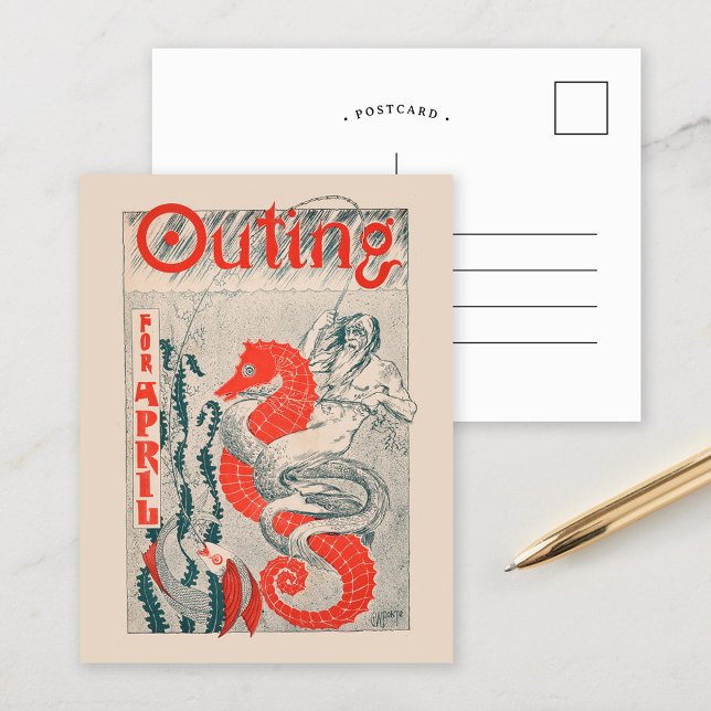 Outing for April, 1896 | Vintage Magazine Postcard (Creator Uploaded)