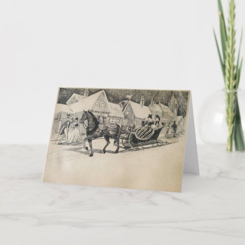 Outing in a One Horse Open Sleigh Holiday Card