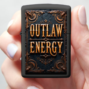Outlaw Energy Embossed Gold Text Zippo Lighter