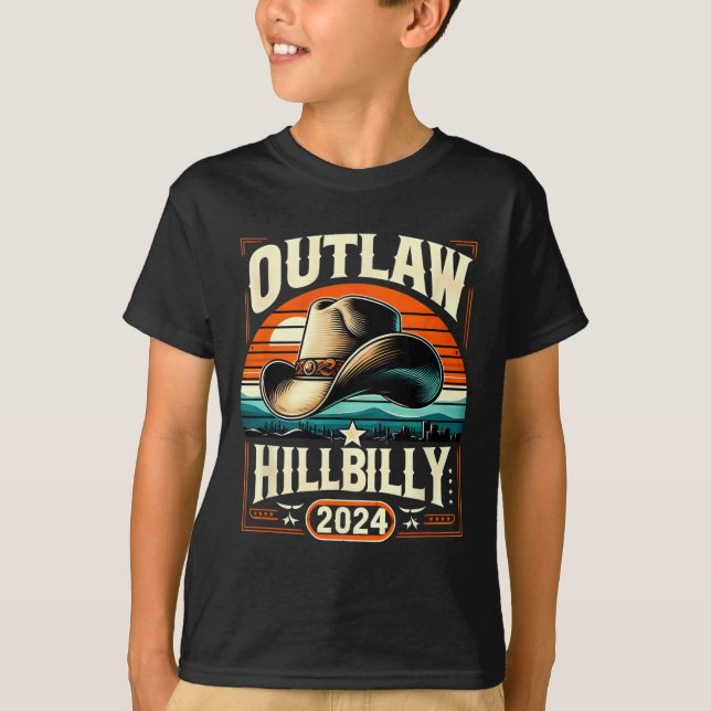 Outlaw Hillbilly 2024 Us Election Day Cowboy Hat  T-Shirt (Front)