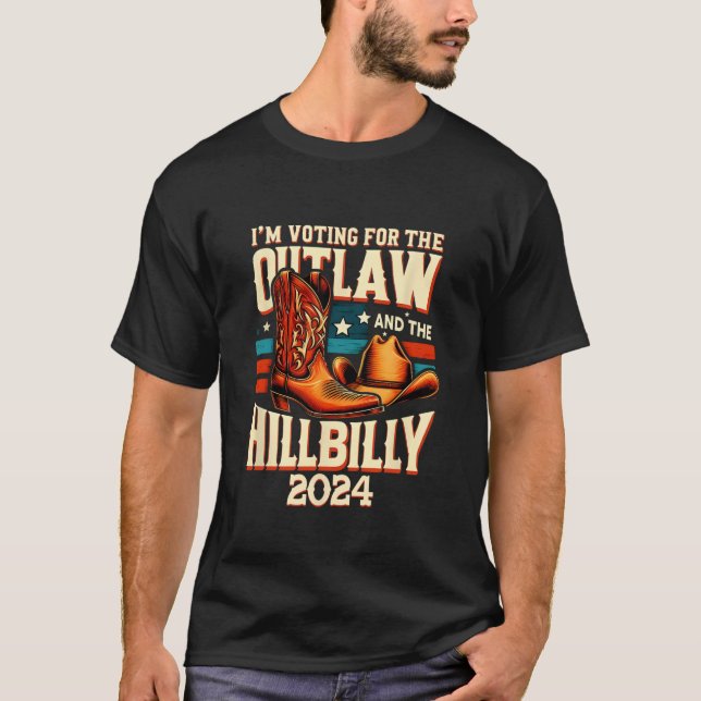 Outlaw Hillbilly 2024 Us Election Day Cowboy Shoes T-Shirt (Front)
