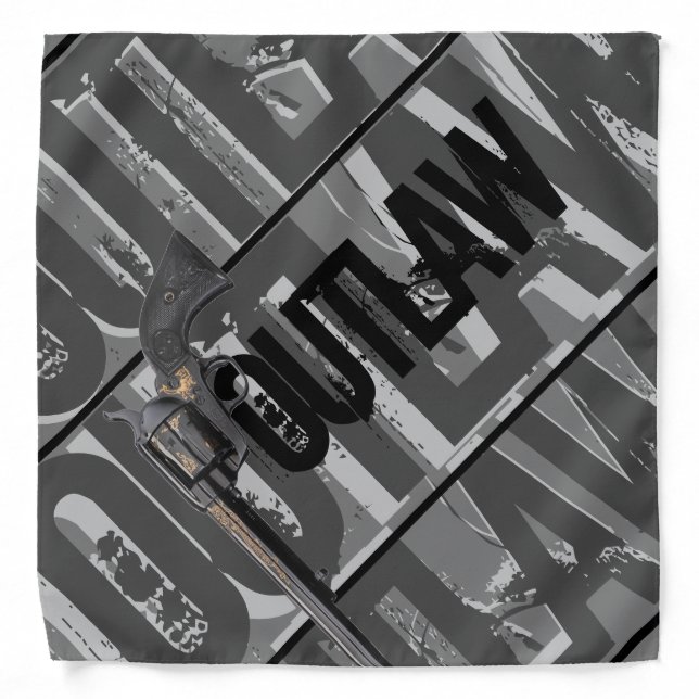 Outlaw Logo, With A 45-Grey, White Bandana (Front)