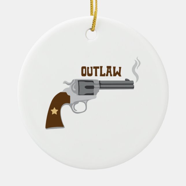 Outlaw Pistol Ceramic Ornament (Front)