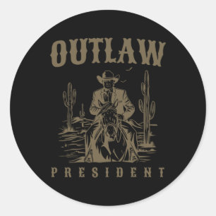 Outlaw President Trump Cowboy Trump Convicted Felo Classic Round Sticker