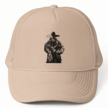 Outlaw skull cowboy illustration trucker hat