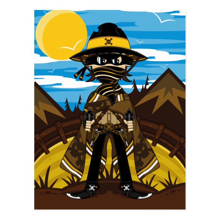 Outlaw Skull Cowboy Postcard