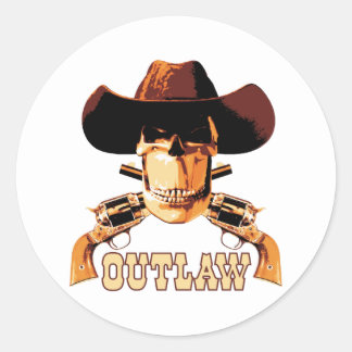 Outlaw Skull Round Stickers